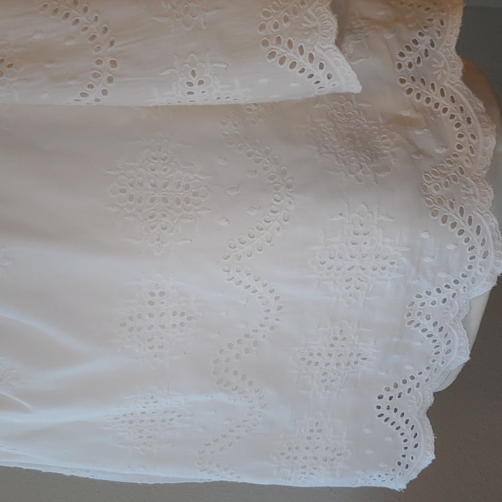 Saks Fifth Avenue White Cotton Eyelet 3/4 Sleeve Off Shoulders Top Women's Med - Picture 9 of 15
